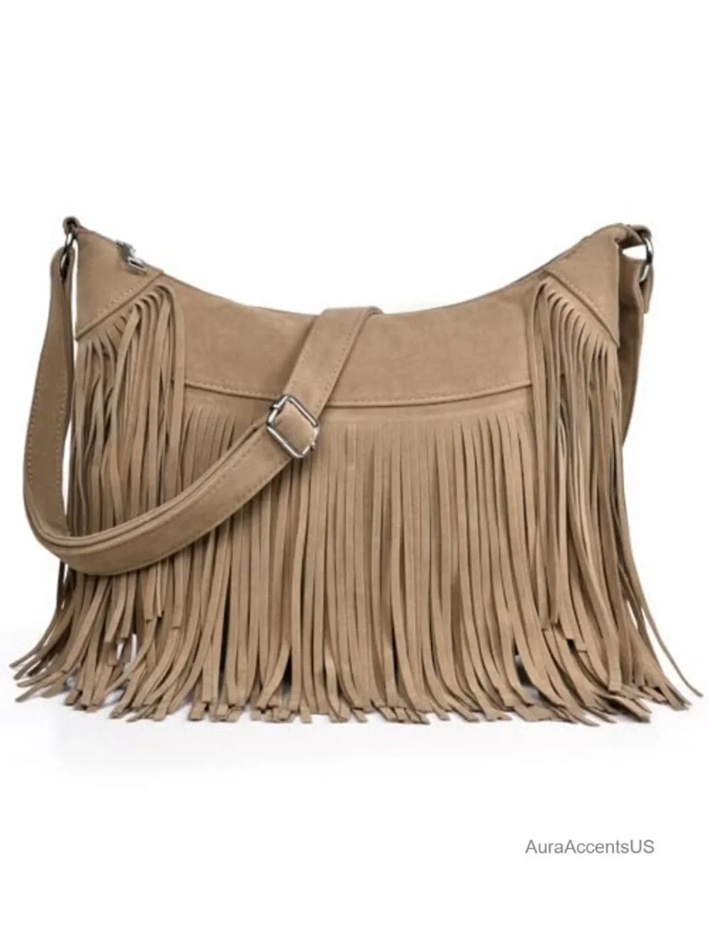 Vegan Suede Hobo Bag Crossbody Shoulder Purse Multi-Pocket